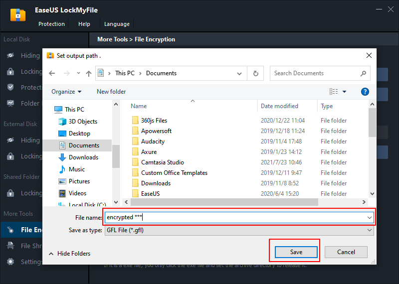 Save encrypted file